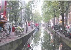 Амстердам, улица красных фонарей.